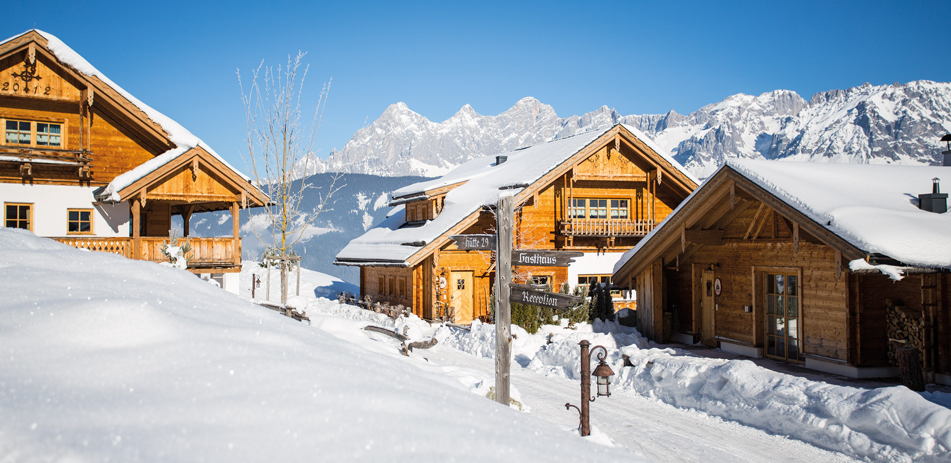 Almdorf Reiteralm Skiurlaub Almhütten Chalets Piste Schladming